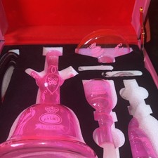 Pink Crystal Glass Al Fakher ALL GLASS HOOKAH W/ LEATHER Locking CASE NEW picture