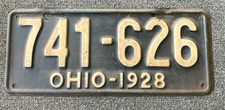 RARE 1928 OHIO LICENSE PLATE ORIGINAL PAINT CHEVY FORD DODGE ETC TOUGH picture