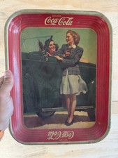 Vintage Coca Cola  1942 Two Girls at Car Roadster  Serving Tray. - Shows Wear picture