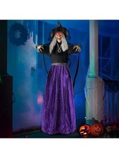 47” Animated Witch Halloween Decorations Outdoor Indoor, Scary Halloween Animat picture