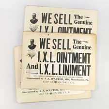 3 Antique 1920s J. A. Walter IXL Ointment Manchester Advertising Cardboard Signs picture