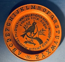 Antique Tin ✨ABC Alphabet Plate Who Killed Cock Robin Nursery Rhyme 8