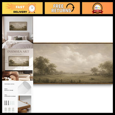 InSimSea Extra Large Framed Vintage Wall Art, Misty Meadow Prints, 24x48In picture