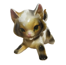 Vintage Cat Figurine Playful Artline Japan Big Green Eyes Pink Nose picture