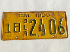 Vintage 1938 Dealer California License Plate 1B 24 06 picture