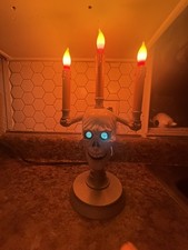 Vintage 1994 Trendmasters Halloween Skull Candelabra WORKS GREAT picture