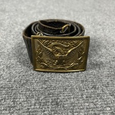 Antique Civil War US Army Officer Eagle Sword Belt Plate Buckle Leather picture