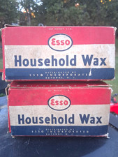 Vintage Esso Household Wax 1 LB Boxes Lot of 2 Original Wax Advertising NOS picture
