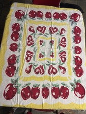 Vintage Tablecloth  Red Apples Has Flaws Read Description picture