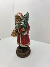 VTG Midwest Santa Figurine Resin Wood Look Folk Art Tree Lantern 9