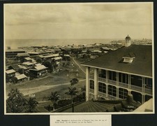 Bird's eye aerial view of Panama city antique photo picture