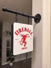 Fireball Hanging LED Light Box Sign USB Powered Whiskey Bar Decor Double Sided picture