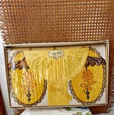 Vintage MCM Lila Lou Yellow Floral Empress Towel Ensemble Retro Prop Granny NOS picture