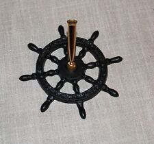 Helm Tall Ship Helm/Steering Wheel Cast/Metal Iron Pen Holder 4 In by 4 Metal picture