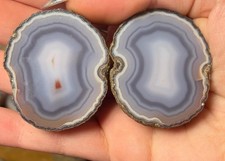 Zhanguo Agate Pair | Warring States Banded Chalcedony Geode Specimen picture