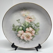Vintage 1999 Hand Painted Pink Floral Plate Bavarian China Porcelain Signed picture