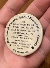 Antique Celluloid Button Mirror Advertising Boericke & Runyon NY Special Tablets picture