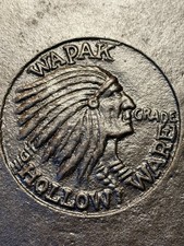 WAPAK Indian Head No 3 Hollow Ware Cast Iron Skillet w Heat Ring Some Pitting picture