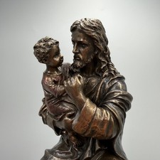 Jesus With Child Statue Bronze Finish Religious Figurine Christian Gift Decor picture