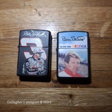 Lot of 2 Vintage 1990s NASCAR Zippo Lighters Dale Earnhardt #3 & Bill Elliott picture