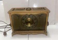 Vintage 1954 Hallicrafters 51C2 Wood Tube Clock Radio Mid Century Modern MCM picture