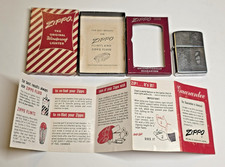VTG 1957 Zippo Windproof Lighter No.200 Pat. 2517191 Original Candy Strip box picture