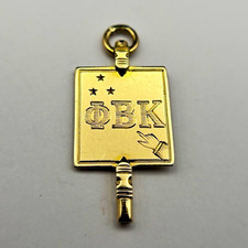 Antique 14K Phi Beta Kappa ΦBK Key Charm Pendant CT Wesleyan Gamma Chapter 1881 picture