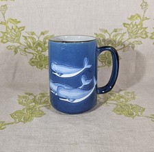 Vintage Otagiri Stoneware Large Oversized Blue Sperm Whale Speckled Coffee Mug picture