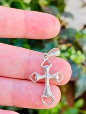 Vintage 925 Sterling Silver Openwork Cross Pendant Christian Charm picture