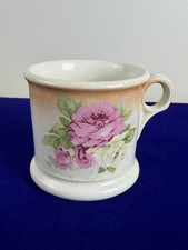 Antique D.E. McNicol East Liverpool Ohio Shaving Mug Pink Roses Floral picture