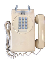 Vintage Cortelco Push Button Wall Telephone Beige w/ Volume Control MADE IN USA picture
