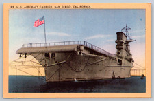 c1940s U.S. Aircraft Carrier San Diego California Postcard picture