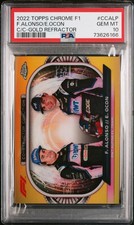 2022 Topps Chrome Formula 1 F1 FERNANDO ALONSO & ESTEBAN OCON Gold /50 PSA 10 picture