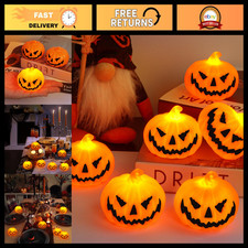 6 Pack Halloween Pumpkin Flameless Candles Battery Operated LED Tealight Candles picture