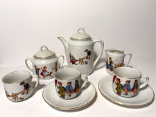 PSAG Schirnding Bavaria Antique Childs Toy Tea Set Dachshund Dog Incomplete 9pc picture