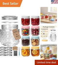 Versatile 8oz Glass Storage Jars - Hobnail Design with Metal & Plastic Lids picture