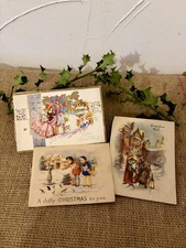 Set of three vintage mid century Christmas cards picture