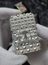 RARE HEAVY-DUTY GREY-PLATED Zippo Lighter Case - Gothic Design SALE -40% picture