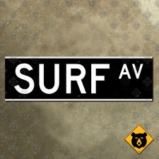 Brooklyn New York Surf Avenue street name road sign 1970s black and white 20x6 picture