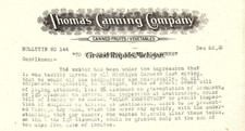 1922 THOMAS CANNING CO GRAND RAPIDS MI PRO-PRICE FIXING LETTER BILLHEAD Z7007 picture