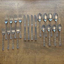 Vintage 60-70’s Lifetime Cutlery Daisy Pattern  Silverware Japan Set of 20 picture