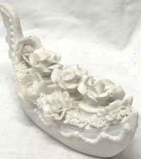 VINTAGE ARDALT LENWILE CHINA IVORY ROSES GONDOLA LIPSTICK/PERFUME HOLDER picture