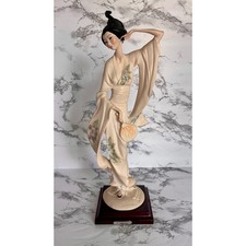 Vintage Giuseppe Armani Oriental Lady Fan Geisha Figurine Italy Signed 14.25