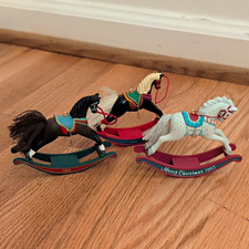 Vintage Hallmark Rocking Horse Ornaments 1994 & 1996 Pair + Bonus Summit Horse picture