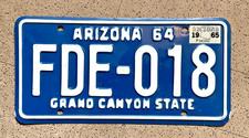 1965/1964 ARIZONA license plate — PIMA CO — ORIGINAL vintage antique car tag picture