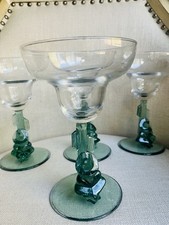 Cristal D'Arques Borracho Siesta Margarita Glasses Green Saguaro Cactus Set of 4 picture