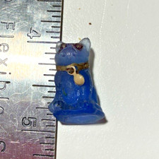 Antique Czech glass Cracker Jack Czechoslovakian BLUE French bulldog dog charm picture