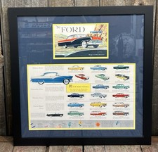 🔥AMAZING Vintage 1956 FORD Fairlane Sales Brochure Poster Profesionally Framed picture