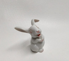 Vintage Rosenthal Laughing Rabbit Miniature White Figurine Glossy Germany 2