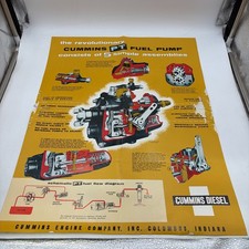 Vintage Cummins Diesel PT Fuel Pump System Foldout Brochure Poster 17x22 c1950s picture